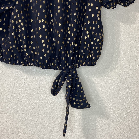 NWT MSK Black and Gold Lantern Sleeve Off the Shoulder Top Size S - Picture 8 of 13